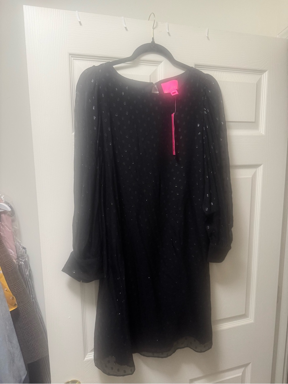 Lilly Pulitzer Black Long Sleeve Sheer Dot Maybel Shift Dress nwt